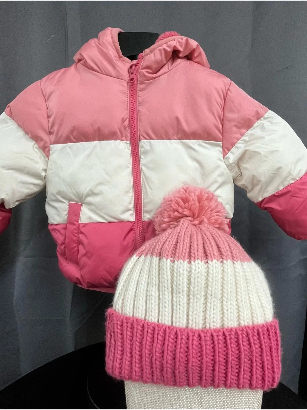 Kids pink fleece hooded jacket